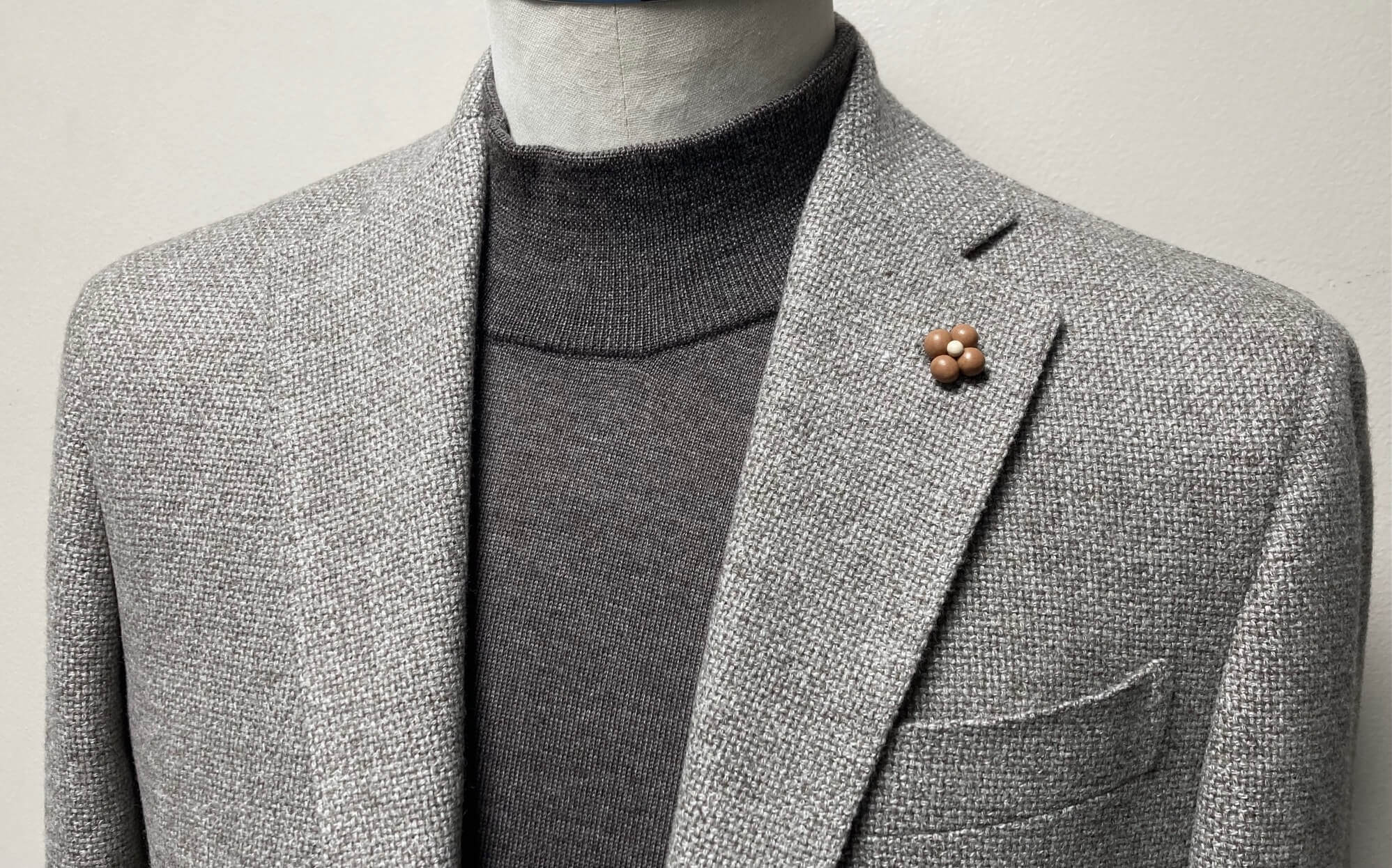 名古屋CENTOで仕立てたカノニコ(CANONICO)のグレージュ×メランジ・オーダージャケット