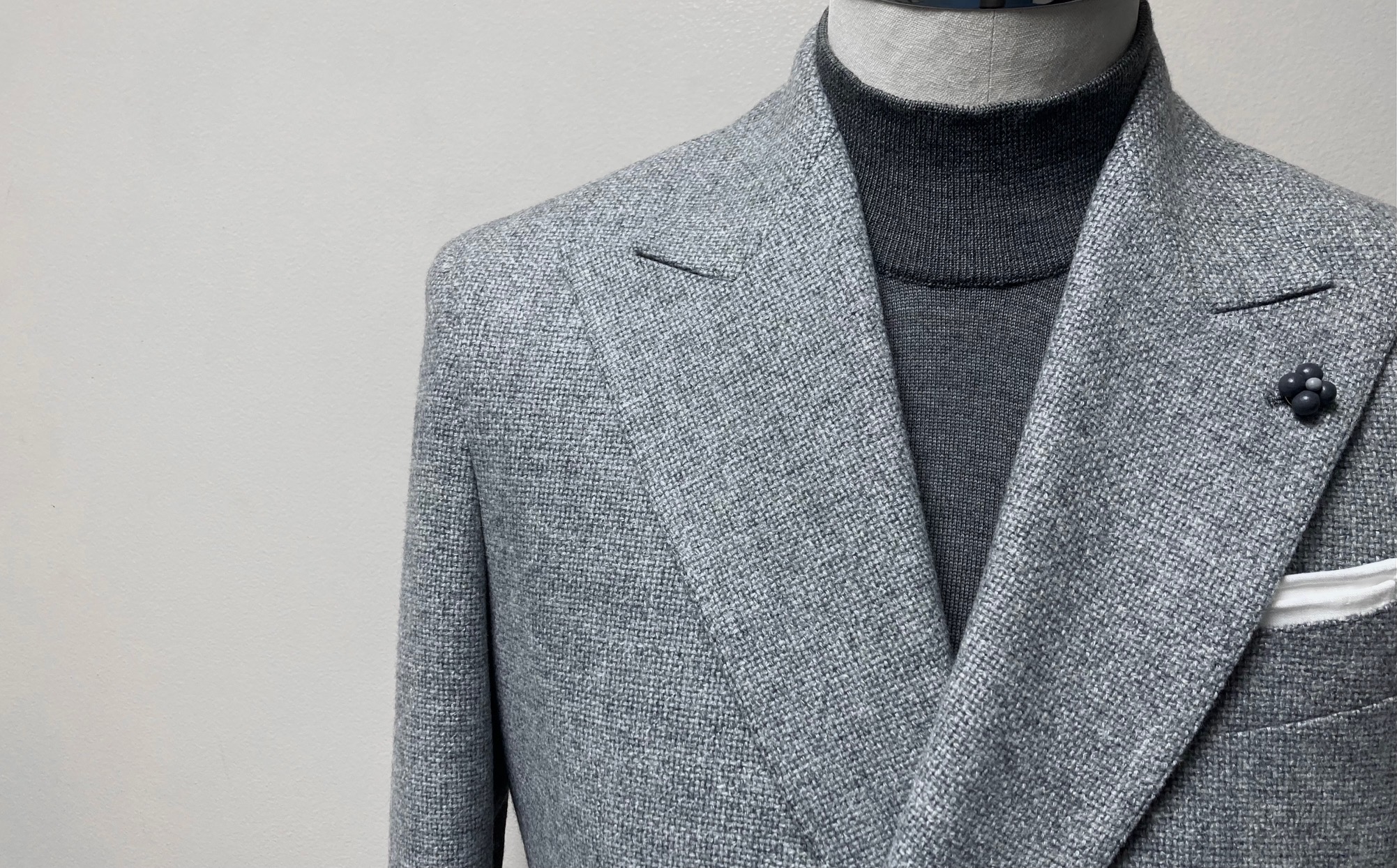 オーダーWジャケット☆CANONICO/カノニコ ☆ライトグレー×メランジ