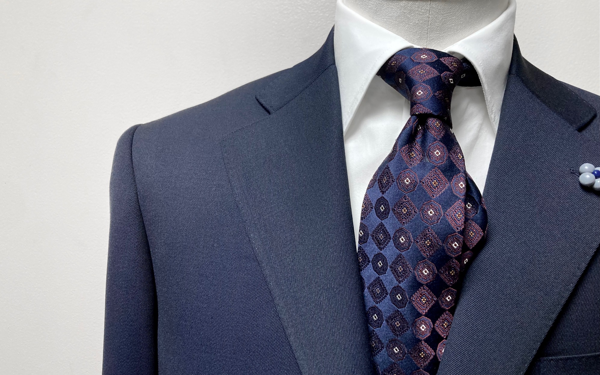 オーダースーツ☆スペアスラックス付☆上質ダークネイビー