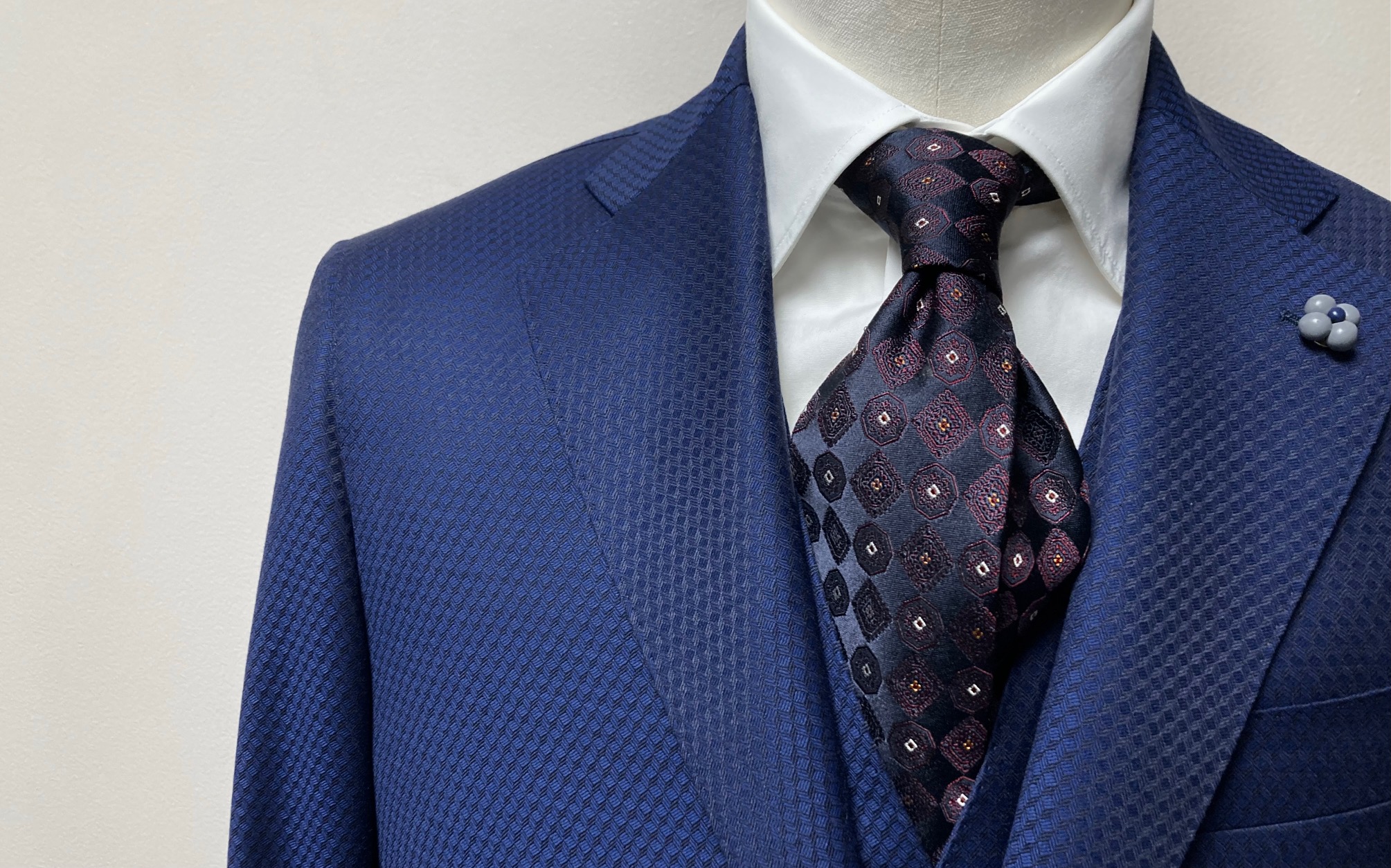 オーダースリーピース☆ドーメル『AMADEUS 365/アマデウス365』☆ネイビー×ジャガード