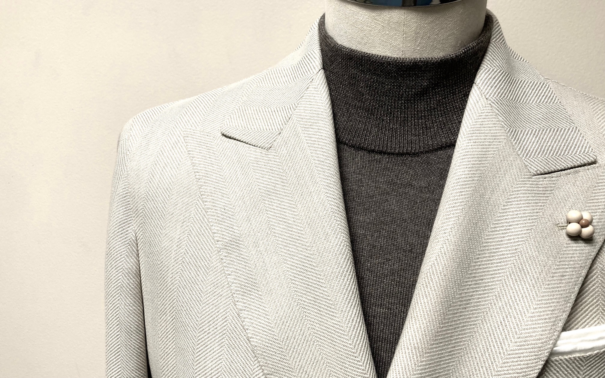 オーダーWジャケット☆REDA/レダ☆ライトベージュ×ヘリンボーン