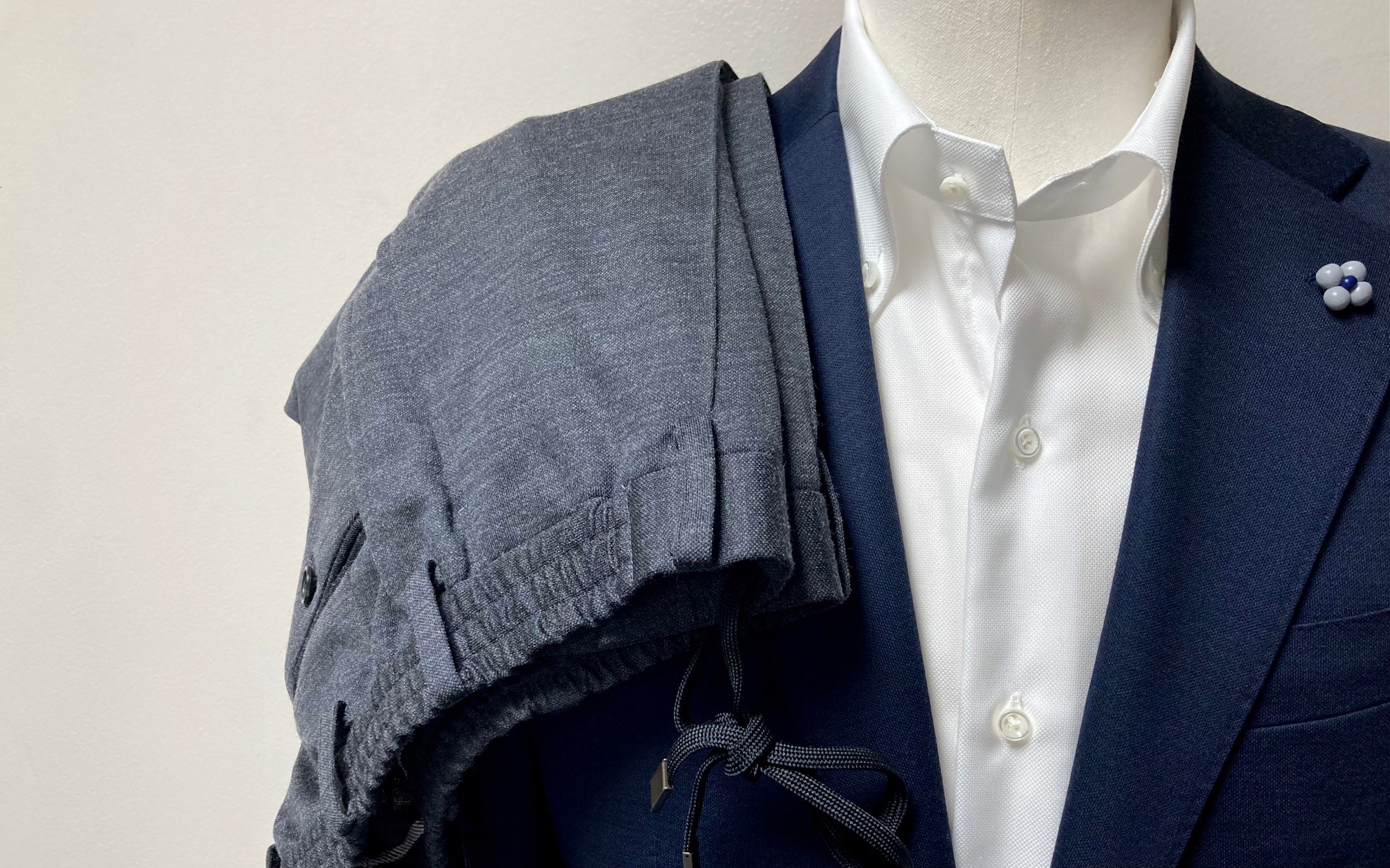 春夏ジャージジャケット&スラックス☆WOOL JERSEY/ウールジャージ☆ネイビー&チャコール